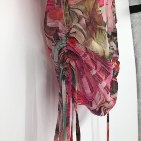 Fashion Nova Serenade me pink sheer crop top drawstring sides Small angels - Picture 11 of 16